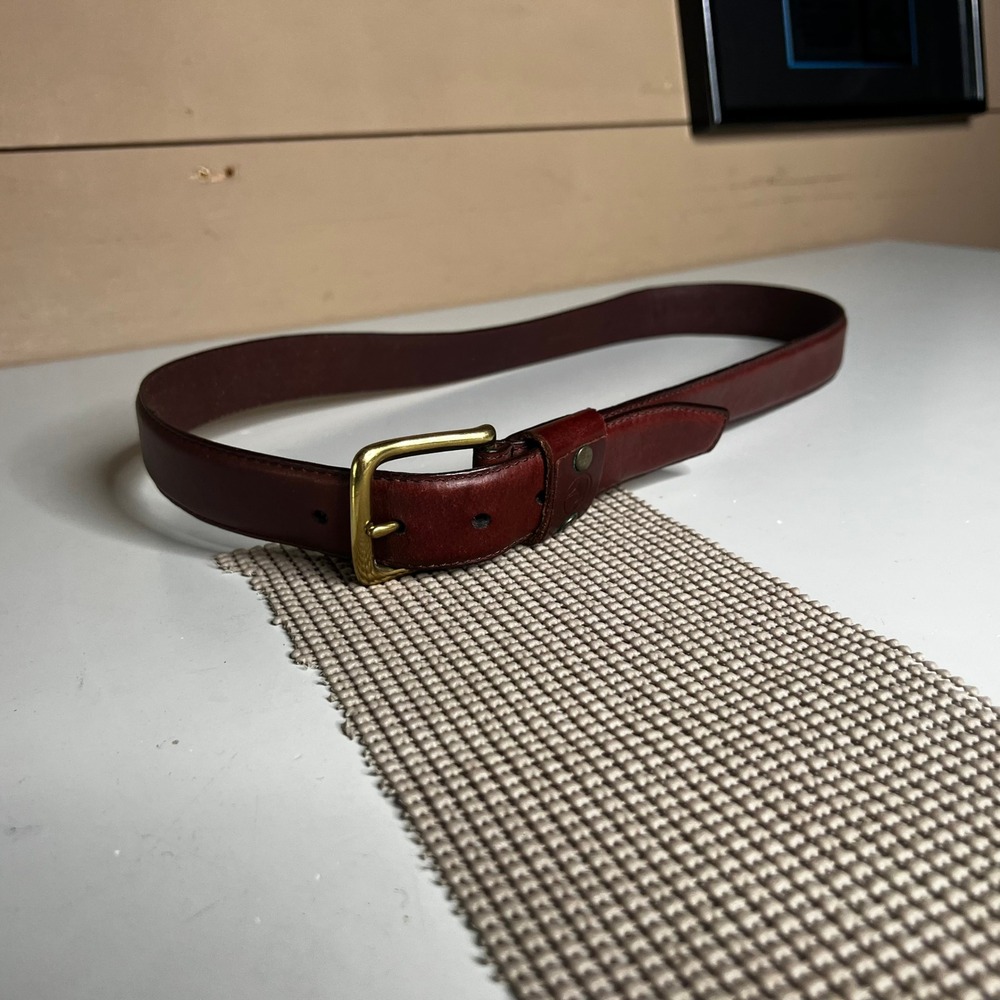 Duck Head Mens Burgundy Leather Belt 40/100 Brass Buckle Logo 01-1812